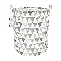 TIBAOLOVER 19.7" Large Sized Waterproof Foldable Canvas Laundry Hamper Bucket with Handles for Storage Bin,Kids Room,Home Organizer,Nursery Storage,Baby Hamper(Triangle Pattern-Grey)