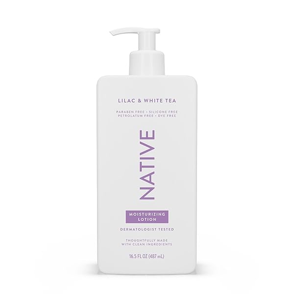 NATIVE BODY LOTION CONTAINS NATURALLY DERIVED PLANT-BASED MOISTURIZERS FOR WOMEN AND MEN | RESTORES DRY SKIN, LILAC & WHITE TEA, 16.5 FL OZ