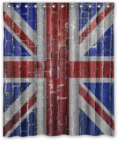 Waterproof Bathroom the Union Jack Flag on the Brick Wall Shower Curtain (60" x 72" )