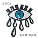 Special100% 2 PCS Large Blue Eyes Patches,Iron On Patches Or Sew on for Clothing Glitter Sequin Embroidered, Blue Sequins Patches DIY Motif Embroidered Applique Craft