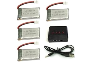 Cheerwing 4pcs 3.7V 550mAh Lipo Battery and 4-in-1 Charger for Syma X5 X5C X5C-1 RC Drone Parts