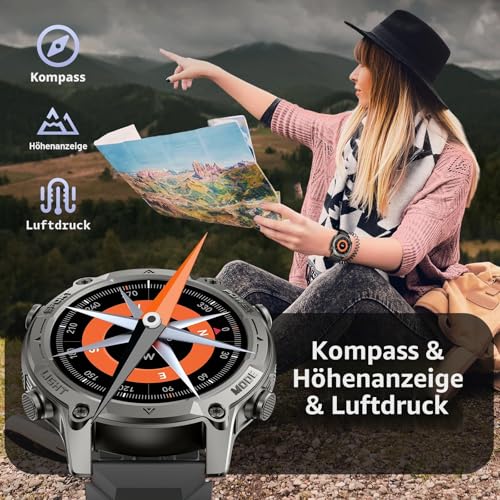 SOUYIE Men's Smartwatch with GPS, Offline Maps & 6 Satellite Navi, 5ATM Waterproof, 21 Day Battery, AI Voice Assistant, 178 Sports Modes, Fitness Tracker with Heart Rate Monitor & Sleep Monitor for Android iOS