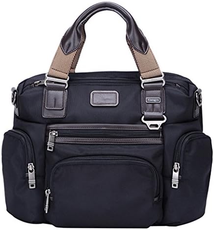 LEHANZ Slim Laptop Messenger Fits 14-Inch Computer Nylon Briefcase for Rolling Handle, Waterproof Carryon Bag with Quick Access Organized Pocket, Black