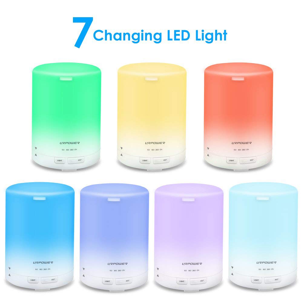 Amazon Com Urpower 2nd Generation 300ml Aroma Essential Oil Diffuser Ultrasonic Air Humidifier With Auto Shut Off And 6 7 Hours Continuous Diffusing 7 Color Changing Led Lights And 4 Timer Settings Beauty