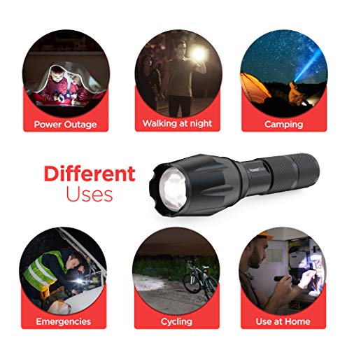 PowerBear LED Tactical Flashlight [3 Pack] Water Resistant with 5 Light Modes