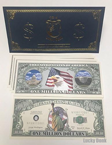 50 X Lucky Donk Novelty fake play money Statue of Liberty One Million Dollars Bill in a special Lucky Donk envelope