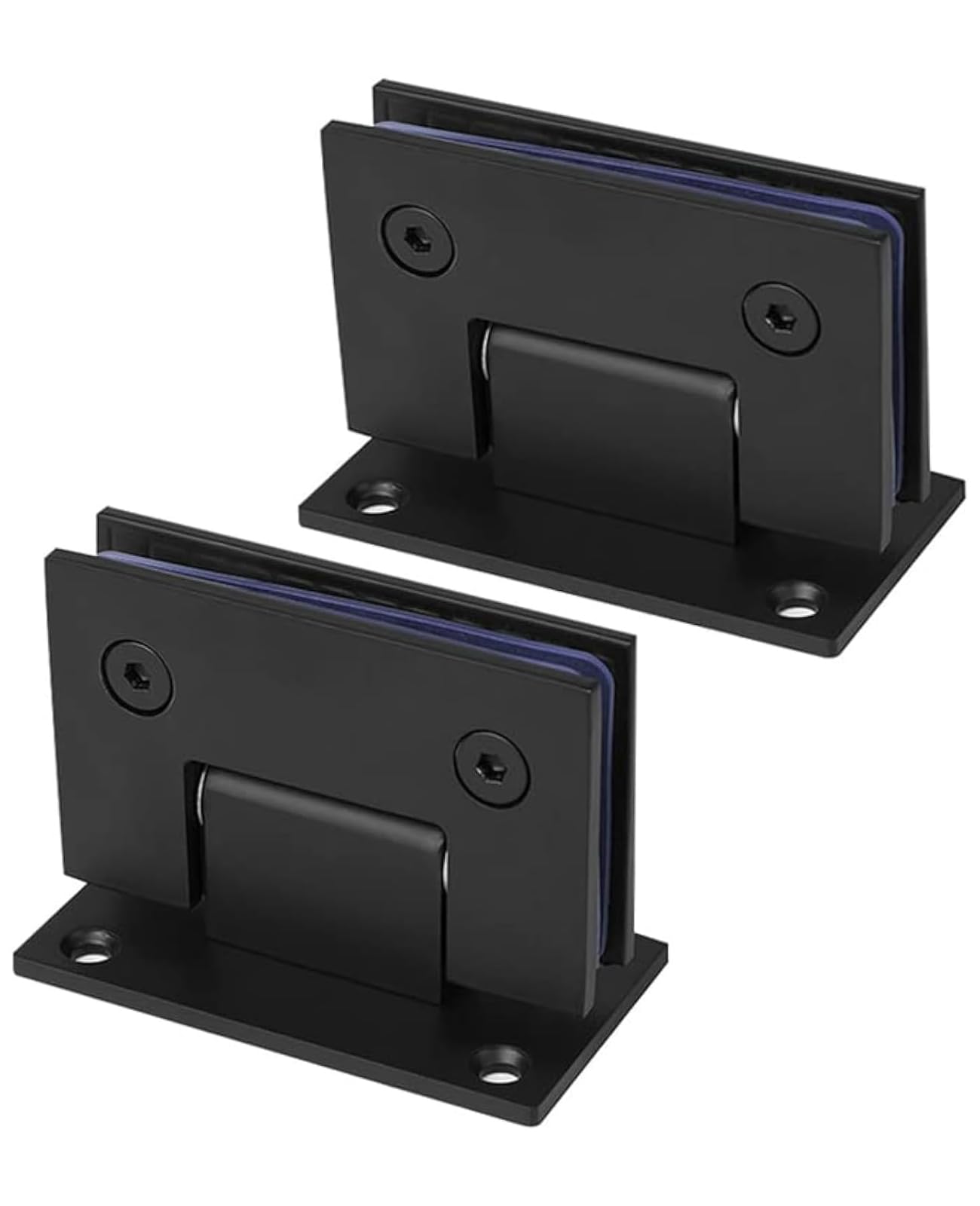 90 Degree Heavy Duty Shower Door Hinges, Glass Shower Screen Hinges,Stainless Steel Glass Door Hinge Square Two-Way Fixed Glass Door Hinge Clamp Cupboard Showcase Cabinet Clip 1 Pair Black