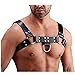 FEESHOW Men's PU Leather H Bulldog Adjustable Chest Half Harness (one Size, Black 2)