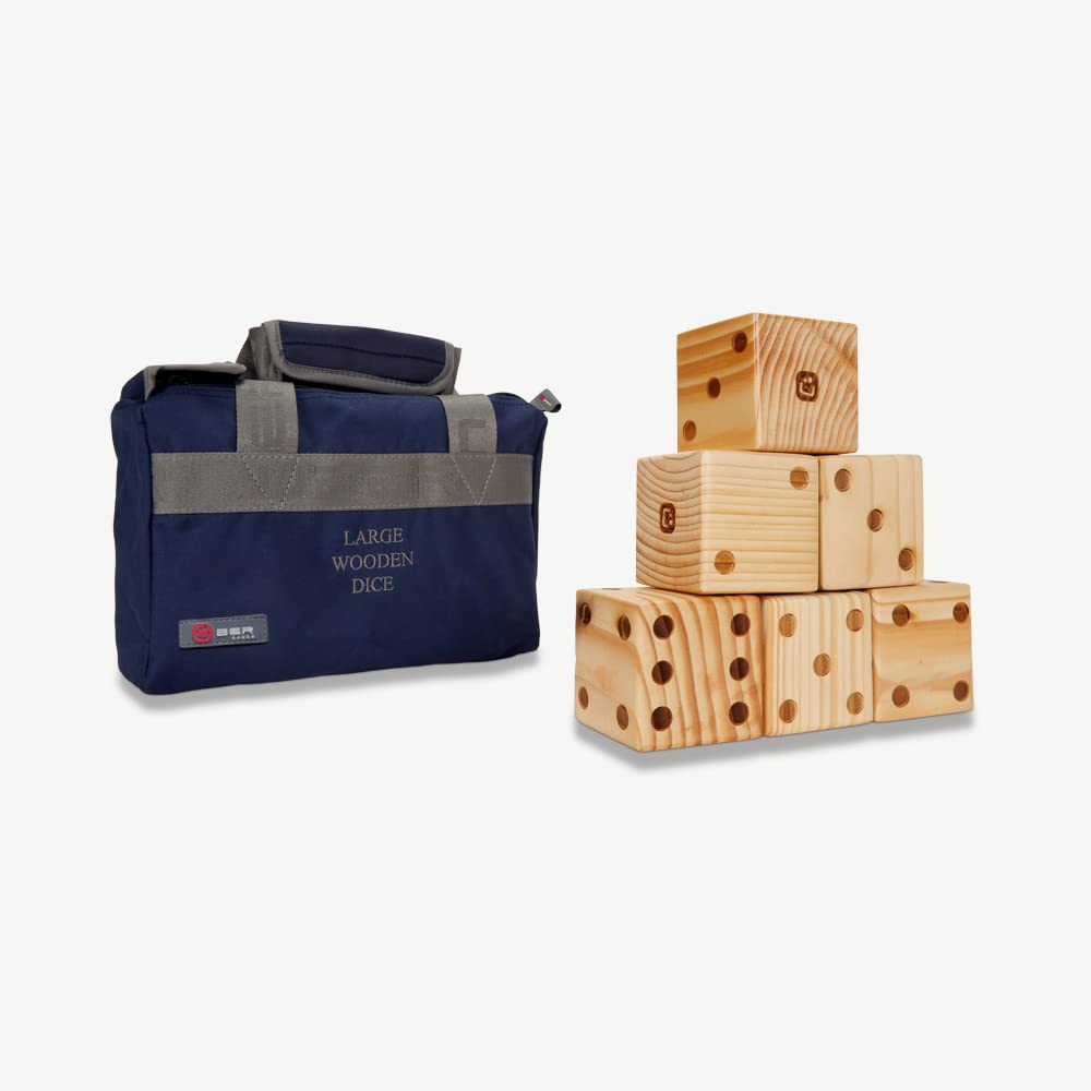 Uber Games 6 Solid Pine Wooden Dice 7.5cm Complete with Nylon Storage Bag