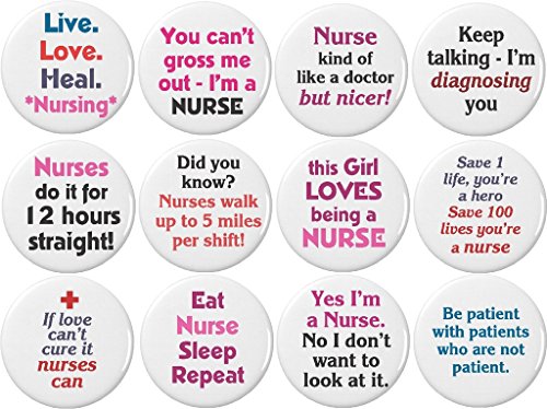 Set 12 Live Love Heal Nursing Nurse Funny Humor Quotes 1.25' Buttons Pins
