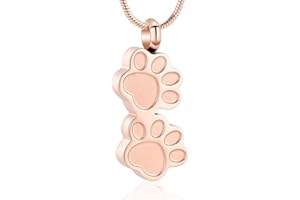MEMORIAL JEWELRY Pet Urns For Dogs/Cats - Pet Urn - Pet Ashes Necklace - Paw Print Urn Necklace with Mini Keepsake Urn Memorial Ash Jewelry