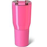 BrüMate Nav 35oz 100% Leak Proof Insulated Travel Tumbler with Magnetic BevLock™ Lid - Double Wall Cup-Holder Friendly Stainless Steel Mug (Neon Pink)