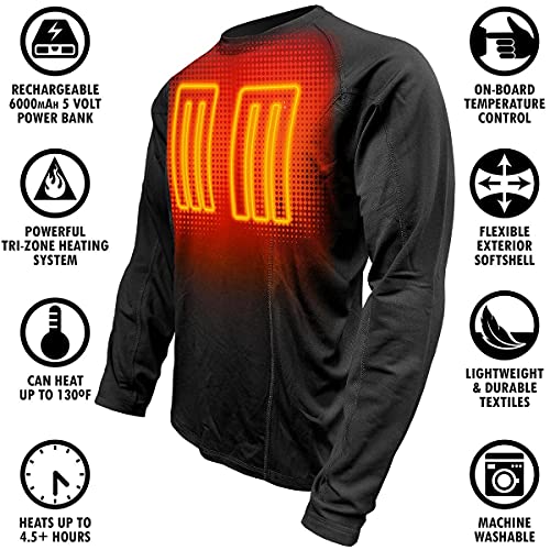 ActionHeat Heated Thermals for Men - Ultra Comfortable, Battery-Powered Heated Shirt, 3 Heat 