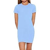 SHENHE Girl's Basic Short Sleeve Crew Neck Bodycon T Shirt Pencil Mini Dresses