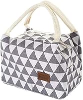 HADIY for Women Kids Men Insulated Canvas Box Tote Bag Thermal Cooler Food Lunch Bags (Gray)