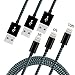 Lightning Cable BCXY 3Pack 3FT 6FT 10FT Nylon Braided Charger cable iPhone Cable USB Cord Charging Charger for iPhone X/8/8 Plus/ 7/7 Plus / 6/6 Plus/6s/6s Plus/ 5/5s/5c/SE and more (Black+Cyan)
