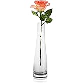 Bamboopack Hand-Made Blown Art Bud Glass Vase - Clear, Modern, Floral, Rectangular, Holds Water - Perfect for Wedding, Dining Table Decor