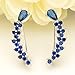 EVER FAITH Ears Cuffs Hoop Climber Hypoallergenic S925 Sterling Silver CZ Drop Sweep Ear Pin Hook Earrings Blue