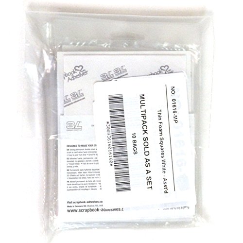 SCRAPBOOK ADHESIVES BY 3L, White 3L Scrapbook Adhesive Permanent Thin PreCut 3D Foam Squares