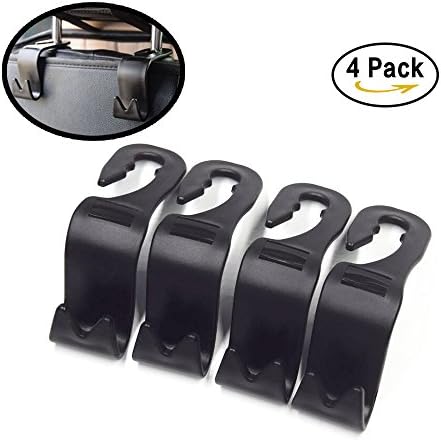 GuangMei Car Vehicle Back Seat Headrest Hanger Holder Hooks (4 Pack) Car Seat Headrest Hooks For Clothes/Shopping Bags/Umbrellas/Handbags/Purses/Bottle Holder