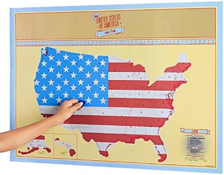 33¼ x 23½ Scratch Off World Map - Detailed World Map with US States and all Country Flags + Detailed US Map with State Flags and Landmarks