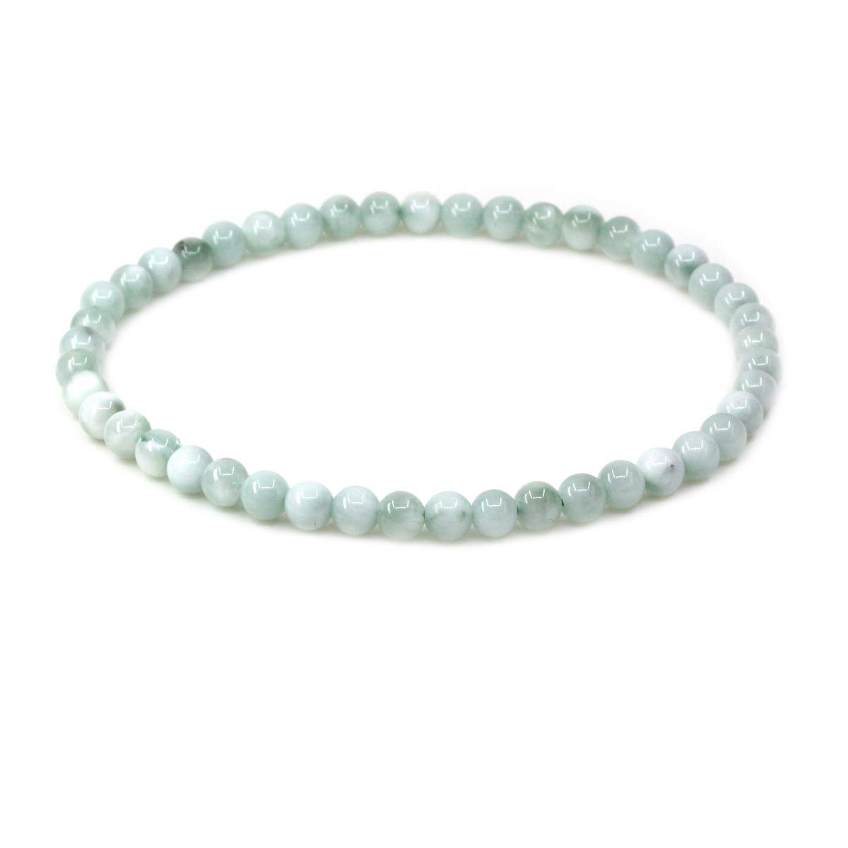 CHENYUE Natural Green Angelite Larima 4mm Round Beads Stretch Bracelet 7" Unisex