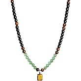 Money Attraction Necklace With GreenAventurine & Tiger Eye Pendant Healing Crystal Stone ,Anniversary, Vacation &Theme Parties Jewelry
