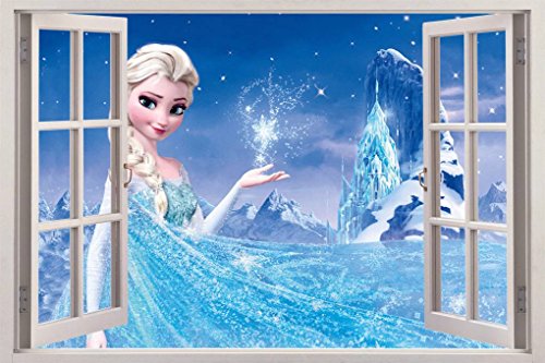 FROZEN ELSA 3D Window View Decal WALL STICKER Home Decor Art Mural Disney Kids C039, Regular