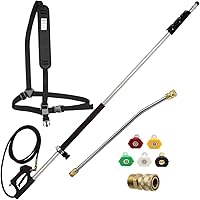 Biswing Commercial Grade Telescoping Pressure Washer Wand for Pressure Washers with Belt, Gutter Cleaner Attachments & 5 Nozz