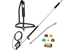 Biswing 18 FT Aluminum Commercial Grade Telescoping Pressure Washer Wand for Pressure Washers with Belt, Gutter Cleaner Attachments & 5 Nozzle Tips, 4000 PSI