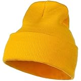 12 Inch Long Knitted Beanie - Yellow OSFM