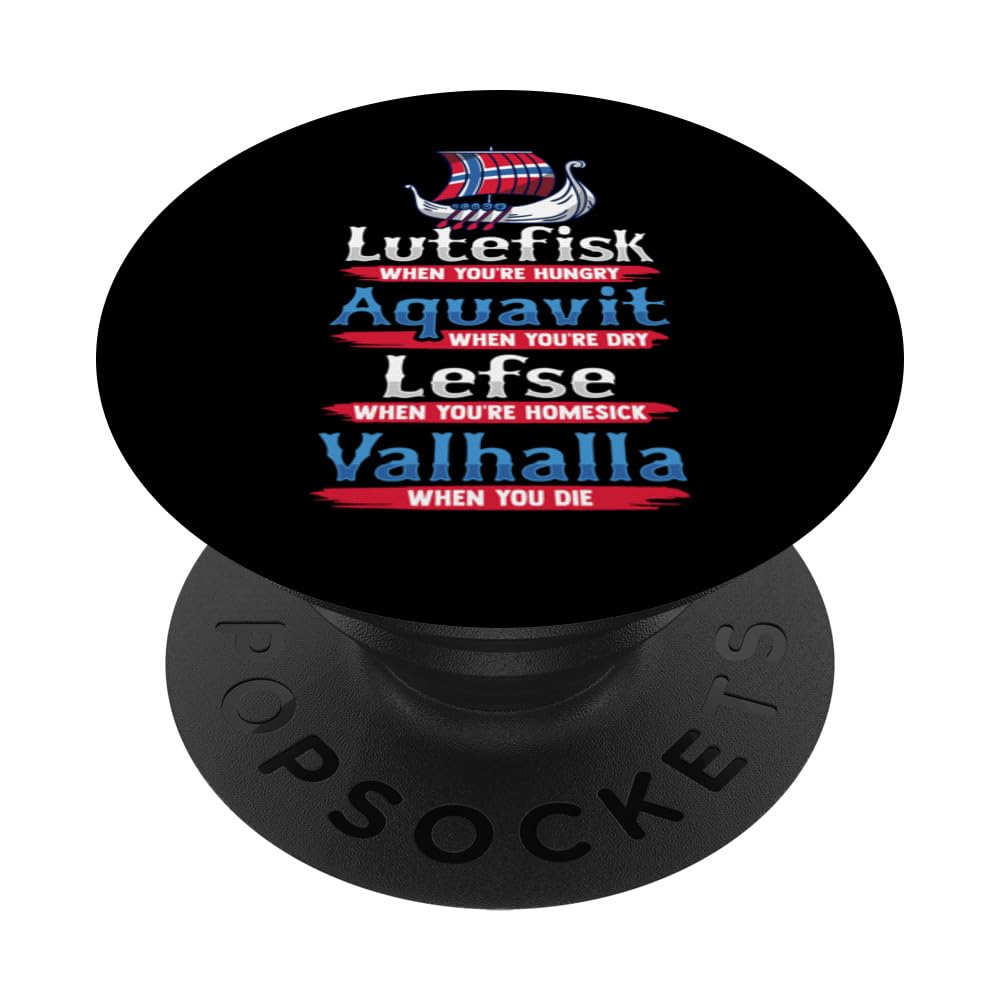 Lutefisk Aquavit Lefse Valhalla Design PopSockets Adhesive PopGrip