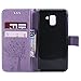 alaxy J6 2018 Case, Lacass Cat Tree Pattern PU Leather Flip Wallet Case Cover Kickstand with Card Slots and Wrist Strap for Samsung Galaxy J6 (2018) - Lavender