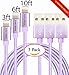 GreatYakonn 3 Pack 3ft 6ft 10ft Nylon Braided Popular Lightning Cable 8Pin to USB Charging Cable Cord with Aluminum Heads for iPhone 6/6s/6 Plus/6s Plus/5/5c/5s/SE,iPad iPod Nano iPod Touch(Purple)