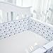 TILLYOU Breathable Crib Bumper Pads - Padded Crib Liner for Standard Cribs 28x52, Premium Woven Cotton Organic and Microfiber Fill-in Bumper Set, 4 Piece Whale Fish Gray