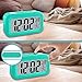 GLOUE Battery Operated Cordless Digital Alarm Clock Smart Sensor Night Light, Date, Snooze, Temperature, 12/24Hr switchable, Simple Operation, for Kids/Heavy Sleepers/Bedroom/Travel (Blue)