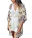 Akery Women's Beach Cover Up Diamond Lattice Print Kimono Cardigan