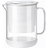 Waterdrop Glass Water Filter Pitcher with 1 Filter, Eco-Friendly, with NSF 53&42&372 Certified Filter, 7-Cup, Reduces PFOA/PFOS, Chlorine, Cadmium, Copper, Mercury, BPA Free, Easy to Clean, White