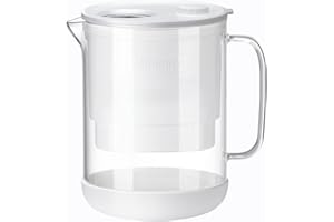 Waterdrop Glass Water Filter Pitcher with 1 Filter, Eco-Friendly, with NSF 53&42&372 Certified Filter, 7-Cup, Reduces PFOA/PFOS, Chlorine, Cadmium, Copper, Mercury, BPA Free, Easy to Clean, White