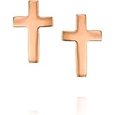 Tooliks Cross Stud Earrings – Gold, Rose Gold or Sterling Silver, Dainty Christian Jewelry Gift for Her