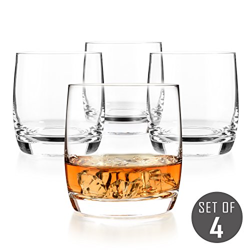 Luxbe - Scotch & Whiskey 10.1-ounce Glasses, Set of 4-100% Hand Blown Lead-free Crystal - Barware Old Fashioned Cocktail Glass Cups -Elegant, Liquor or Bourbon Tumblers