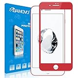 AMOVO iPhone 7 Plus Screen Protector, iPhone 7 Plus Tempered Glass Screen Protector 3D Curved Carbon Fiber Screen Protector for iPhone 7 Plus (red)