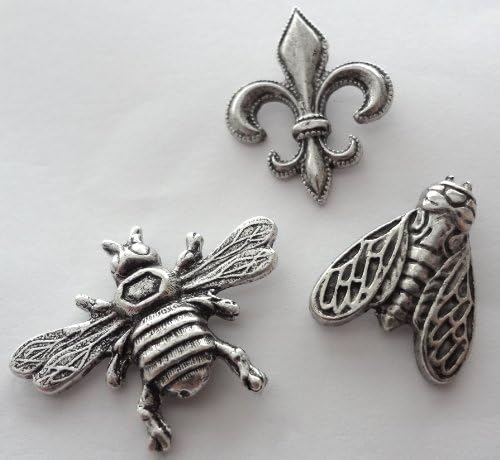 Bees & Fleur De Lis Large Decorative Push Pins, 15 Pieces -T135AS