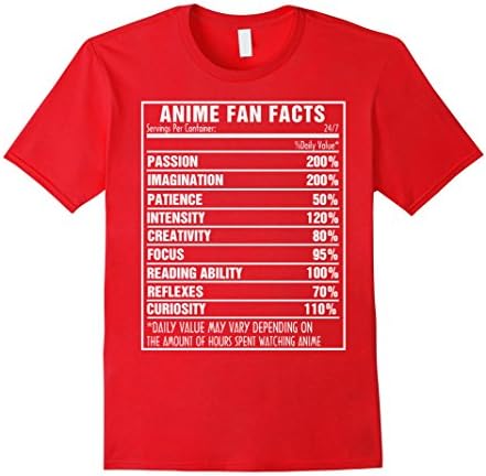 Mens Anime Fan Facts Tshirt Best Gift Shirt For Anime Lover XL Red