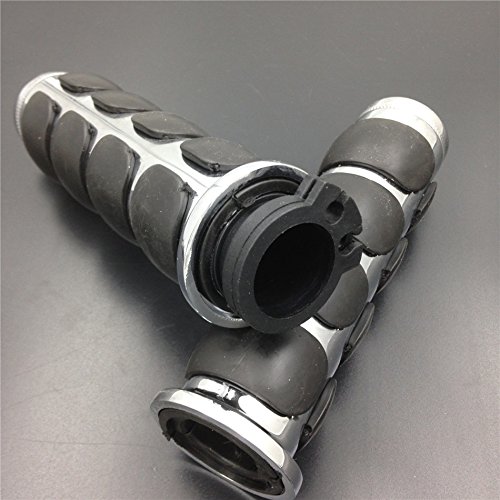 Chromed Plain 1" Rubber Handlebar Grip for Harley Chopper Bobber Touring Sportster motorcycle - Thumbnail 5