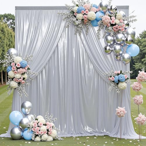 20ftx10ft Sequin Silver Backdrop Curtain Panels