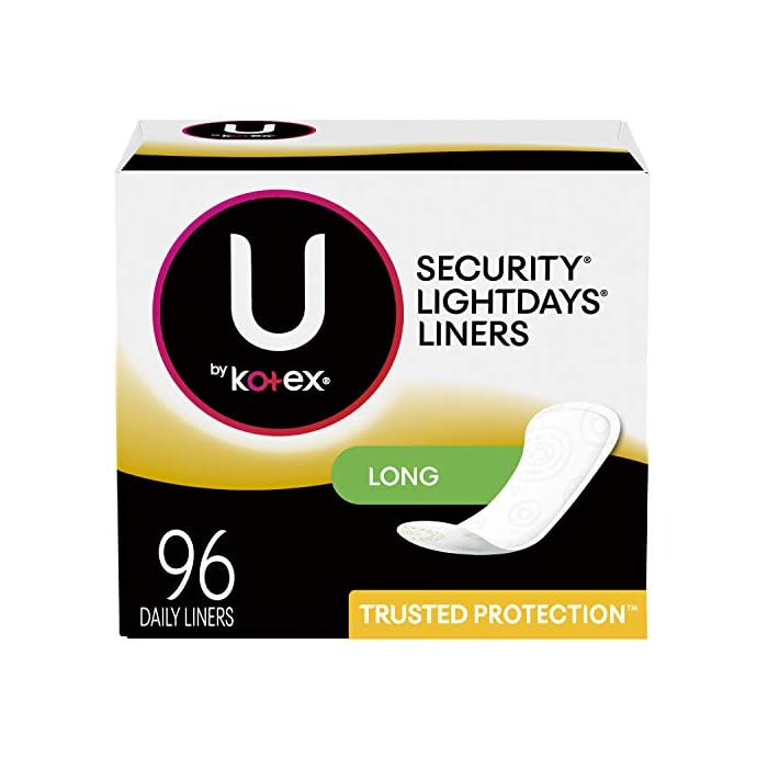 U by Kotex Security Lightdays Panty Liners, Light Absorbency, Long, Unscented, 96 Count