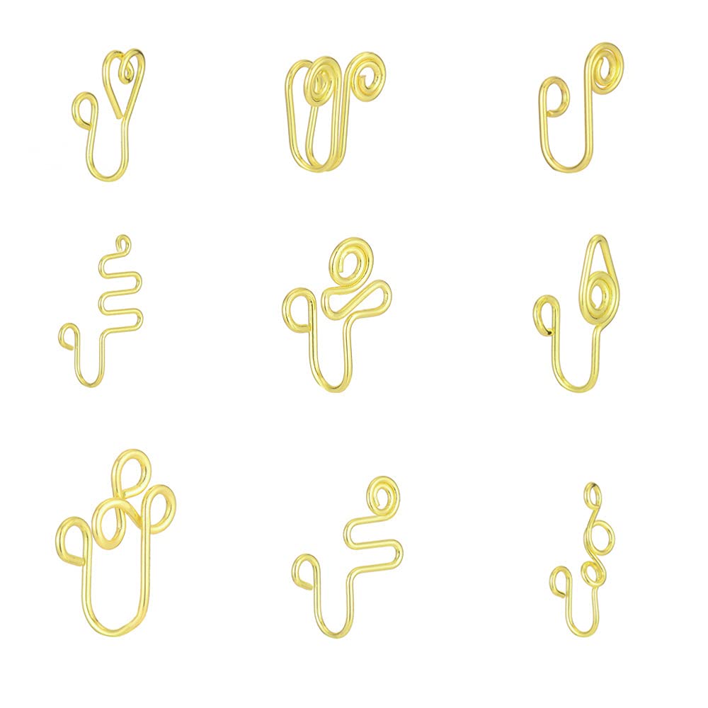 African Nose Cuff, Clip On Nose Ring Fake Nose Ring Faux Nose Cuff Nose Cuffs for Non Pierced Nose Women's Faux Body Piercing Jewelry (C-Gold)