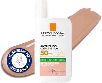 La Roche Posay Protetor Solar Tingido, SPF50+, Previne o Stress Oxidativo, Resistente à Água, Suor e Areia, Fórmula com Mexoryl 400, Fluido Invisível, Anthelios UV-MUNE 400, 50 ml