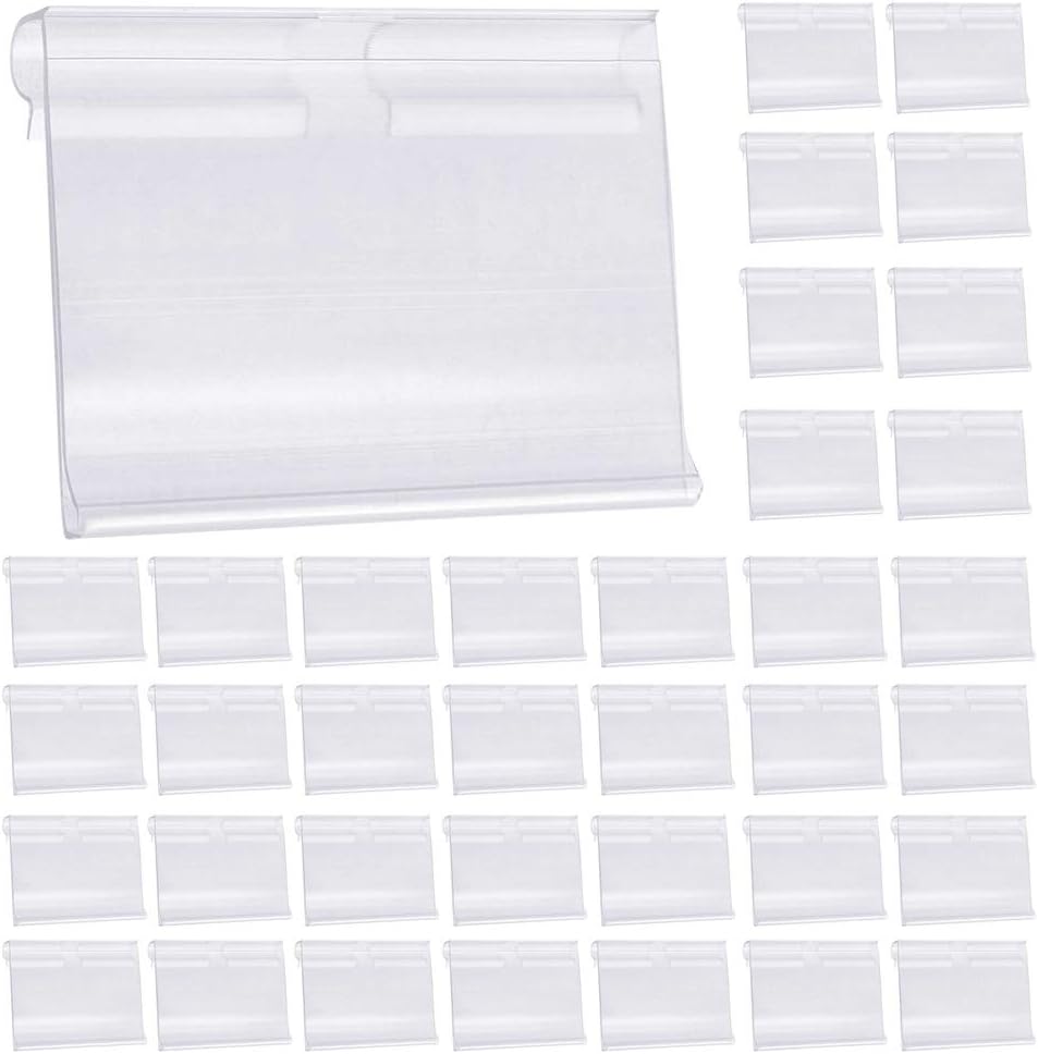 Price Label Holder - 1.65" Height x 2.36" Width Clear Plastic Wire Shelf Retail Label Holder for Scan Plates on Metal Display Hooks(Pack of 100)